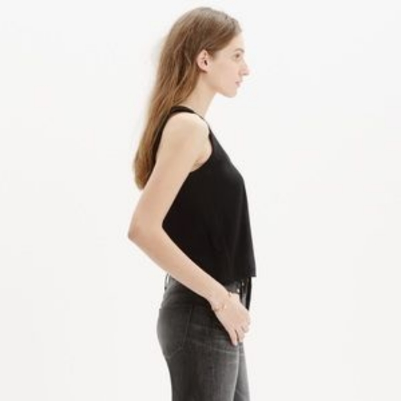 Madewell Cross Back Crop Tank Black XS - Picture 3 of 7